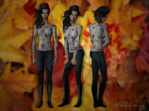 Sims 2 — Grey Skull Sweater Outfit by KCsim — Hello my simmers! I missed uploading, so this is a treat to show that I