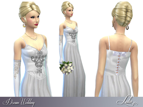 Sims 4 — Dream Wedding by Lulu265 — The set contains a lovely embellished wedding gown and mathing long gloves 