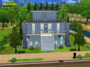 Sims 4 — House on Water by Alexiak1232 — A medium size modern house for a family. Main floor: Living room, Dining room,