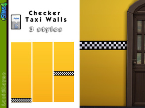 Sims 4 — Checker Taxi Walls by LucidRayne — Yellow Checker Taxi Walls. Found under Paint. 3 styles: center design, bottom