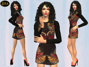 Sims 2 — ASA_Dress_152_AF by Gribko_Sveta — Short black dress with shoes on a high heel for women TS2