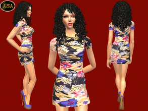 Sims 2 — ASA_Dress_153_AF by Gribko_Sveta — Colour dress with a short sleeve for women TS2