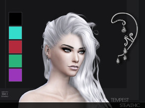 Sims 4 — Stealthic - Tempest Ear Cuff R by Stealthic — -5 Colors -Can be but on left OR right ear -Can be found under