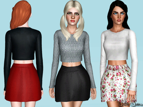 Sims 3 — Spider by StarSims — The perfect outfit for a party or date. Crop top with print and pleated skirt.