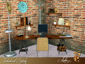 Sims 3 — Industrial Study by Lulu265 — A rough and ready study set for your loft or teen room Custom wood by Flovv ,