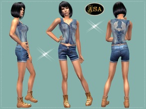 Sims 2 — ASA_Dress_212_AF by Gribko_Sveta — Jeans suit with boots for women TS2