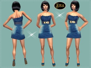 Sims 2 — ASA_Dress_213_AF by Gribko_Sveta — Jeans dress with a belt for women TS2