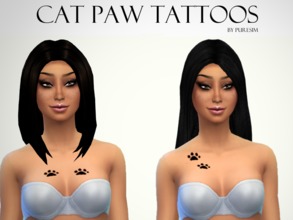 Sims 4 — Cat Paw Tattoos by Puresim — Two different cat paw tattoos. Non-default, standalone item with 2 tattoos. I hope