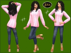 Sims 2 — ASA_Dress_214_AF by Gribko_Sveta — Pink sweater with jeans for women TS2