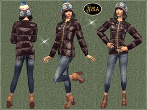 Sims 2 — ASA_Dress_215_AF by Gribko_Sveta — Brown jacket with jeans for women TS2