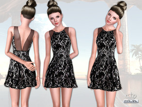 Sims 3 — Tailored Lace Dress by EsyraM — Lace Dress in Black Skater Short style ,Inspired by Karen Millen. Not