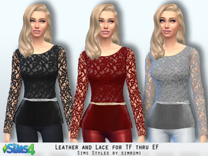 Sims 4 — Leather and Lace Top TF to EF by simromi — The perfect blend of soft leather and lace. This versatile top is
