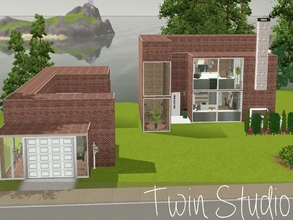 Sims 3 — Twin Studio  by GraceySims2 — An urban block of two studio flats, with an art studio outside next to the garage