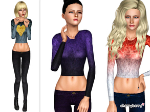 Sims 3 — Cold Days sweater by CherryBerrySim — Cute and trendy cropped wool sweater in two styles: gradient or with a