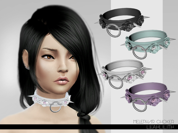 Sims 4 — LeahLillith Melephar Choker by Leah_Lillith — Melephar Choker avilable in 5 colours: black, white, lilac, baby