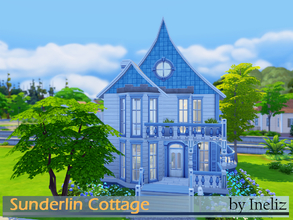 Sims 4 — Sunderlin Cottage by Ineliz — This baby-blue cottage is an ideal hideaway for a small household! It is designed