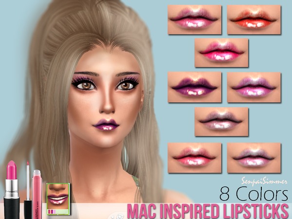 Sims 4 — Mac Inspired Lipsticks by SenpaiSimmer — Mac Inspired Lipsticks - Inspired by the lovely colors & shine