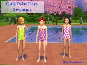 Sims 4 — Girls Daisy Days One Piece Swimsuit by Shylaria — Here for your Sims 4 little girl is my Daisy Days Swimsuit