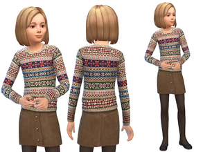 Sims 4 — Fair Isle and Suede by SimDetails — This 2 part set includes a cozy fair isle sweater (for girls and boys) and a