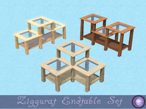 Sims 3 — Ziggurat Endtable Set by D2Diamond — 3 Endtables with various height tables with glass tops. The Straight has a