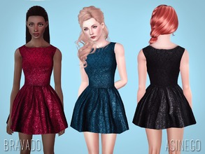 Sims 3 — Bravado Dress by Asinego — A shimmery skater dress perfect for the party season 1 recolourable part with 3