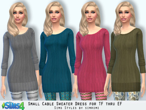 Sims 4 — Small Cable Sweater Dress - TF to EF by simromi — Your sim will be comfy and warm in this small cable sweater