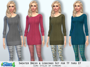 Sims 4 — Sweater and Leggings Set for TF to EF by simromi — You sim will be warm and cozy in this fashionable sweater and