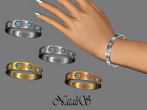Sims 3 — NataliS_Polished metal bracelet with crystals FT-FA by Natalis — Elegant and minimalist polished metal cuff with