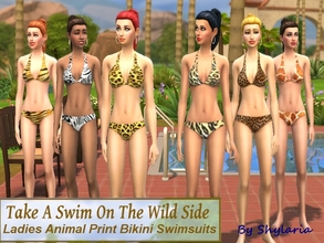 Sims 4 — Ladies Animal Print Bikini Swimsuit set - for T,YA, A, E by Shylaria — Let your Sims 4 ladies take a Swim On The