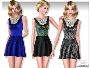 Sims 3 — Embellished Velvet Dress by EsyraM — -Beautiful dress with embellished collar -For Young Adult.Adult -Two color