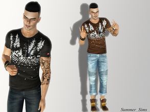 Sims 3 — Element T-shirt by Summer_Sims2 — This is a t-shirt for YA/A male Everyday/sport/sleepwear 1 recolorable channel