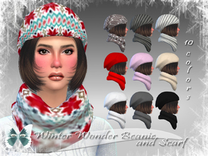 Sims 4 — Winter Wonder Beanie and Scarf by Ms_Blue — It's getting cold outside so here's a little something for your sims