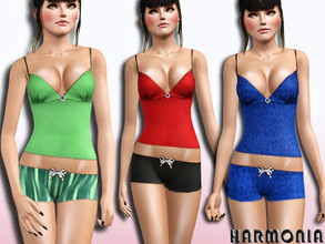 Sims 3 — Harmonia Set 179 by Harmonia — Pretty dreamy. Soft, silky satin gets a sexy little twist with this pajama set.