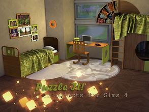 Sims 4 — Puzzle It by Kiolometro — Objects for kids' room. There are funny green-yellow tone for both genders. Relaxing