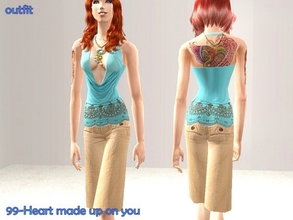 Sims 2 — Summer outfit - only outfit by Well_sims — Beautiful blue top with pants for your sim. Only outfit.