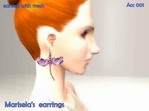 Sims 2 — Dragon fly earrings by Well_sims — Beautiful purple dragon fly earrings for you.