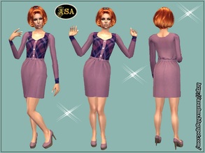 Sims 2 — ASA_Dress_258_AF by Gribko_Sveta — Pink dress with checkered inserts for women TS2