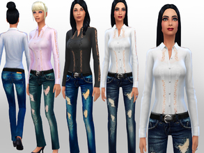 Sims 4 — SET Walking down the street by Weeky — Great for walking or office. SET includes laced top and jeans. No new