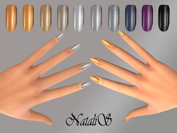Sims 4 — NataliS_Metallic nails collections FT-FE by Natalis — A beautiful collection of shimmering metallic nails. 10