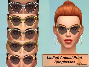 Sims 4 — Ladies Animal Print Cats Eye Sunglasses by Shylaria — Continuing with my collection of Wild Animal prints I