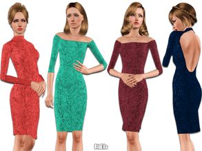 Sims 3 — Lace Pencil Dress Set -Set 06- by BluElla — Mesh by BluElla 1 Recolorable Palette.