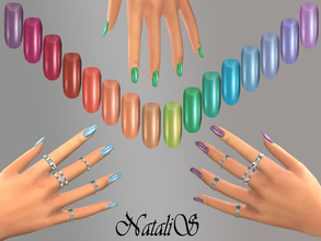 Sims 4 — NataliS_Rainbow nails collections FT-FE by Natalis — 16 different color shades of shimmering nail. All the