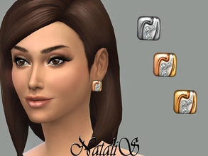Sims 4 — NataliS_Modern stud earrings FT-FE by Natalis — Modern stud earrings in multicolor metal. Embellished by three