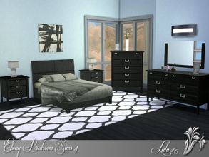Sims 4 — Ebony Bedroom Sims 4  by Lulu265 — An elegant bedroom in Black and White, and for those of you that prefer the