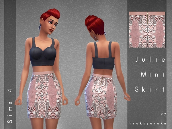 Sims 4 — Julie Mini Skirt by hrekkjavaka — Pint tribal style print mini skirt Made with S4S