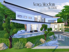 Sims 4 — Xena Modern by chemy — This ultra modern home offers minimalist design, open floor plan and sunken living room.