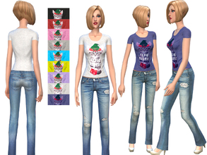 Sims 4 — SET Walking down the street #2 by Weeky — Jeans and top for walking, shopping and other everyday activities. SET