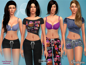 Sims 4 — Set11- Lazy Day PJ set by Cleotopia — Cute set featuring two bottoms and two tops for that comfortable, lazy day