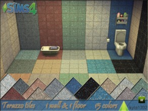 Sims 4 — Terazzo tiles set by Kyta1702 — A set with a floor and a wall. it's for a wet room. 1 wall and 1 floor in 15
