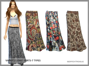 Sims 4 — Various Long Skirts by Serpentrogue — -7 types -female - young adult,adult,teen -everyday category